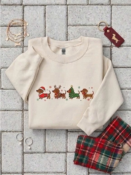 Gildan Sweaters - Cute Christmas Dachshund Crewneck Sweatshirt Doxie Holiday Dog Mom Pullover